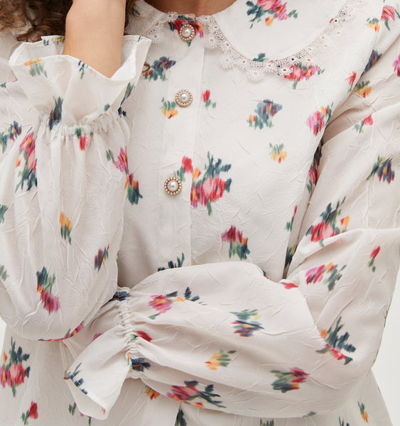Grey Paisley Floral Silk Cotton Pajama Pants - XL(37-38)