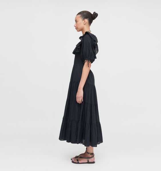 The Corinne Nap Dress - Black Linear Swiss Dot – Hill House Home