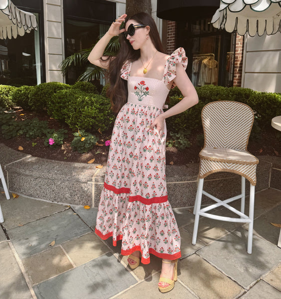The Pippa Dress - Poppy Block Print – Hill House Home