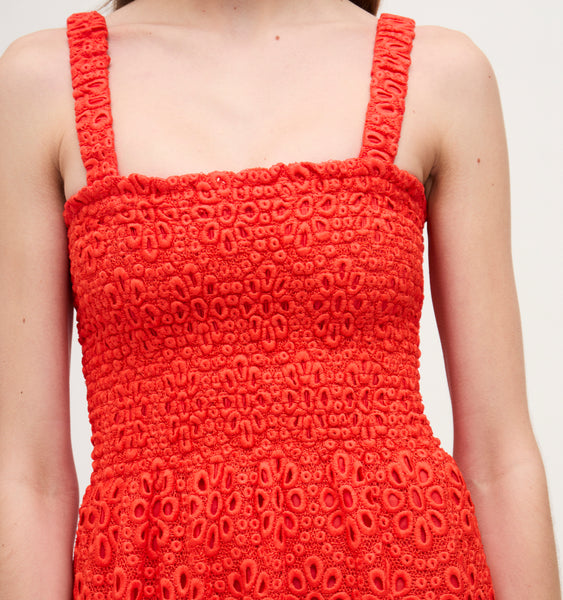 The Scallop Lace Anjuli Nap Dress - Poppy Red Scallop Lace