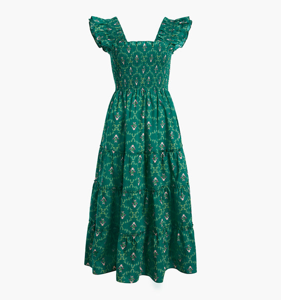 The Ellie Nap Dress - Emerald Trellis – Hill House Home