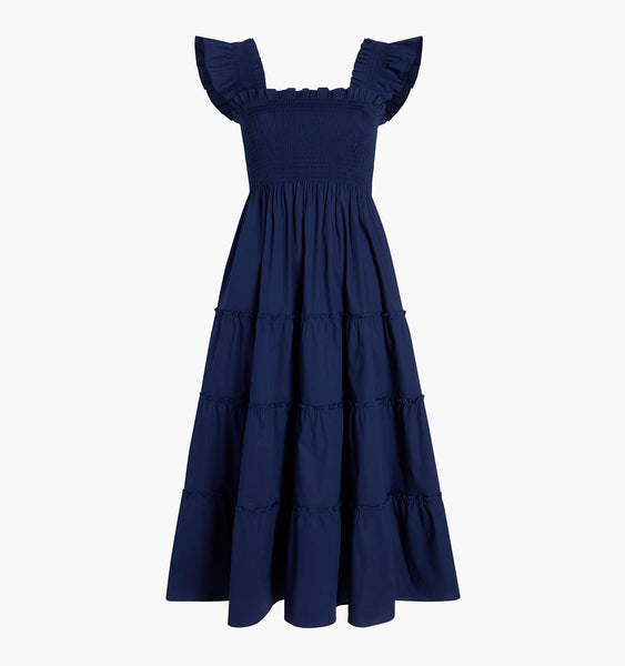 The Maternity Ellie Nap Dress - Navy Poplin – Hill House Home
