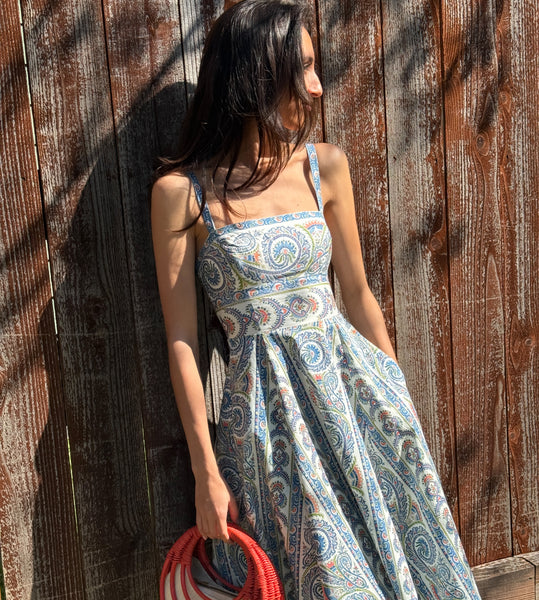 The Margot Dress - Blue Corsica Paisley – Hill House Home