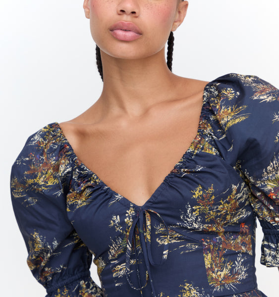 The Ophelia Dress Navy Equestrian Toile Hill House Home