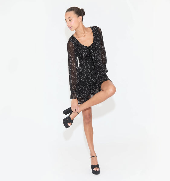 Hill House Home Women's The Bridget Dress - Black Polka Dot