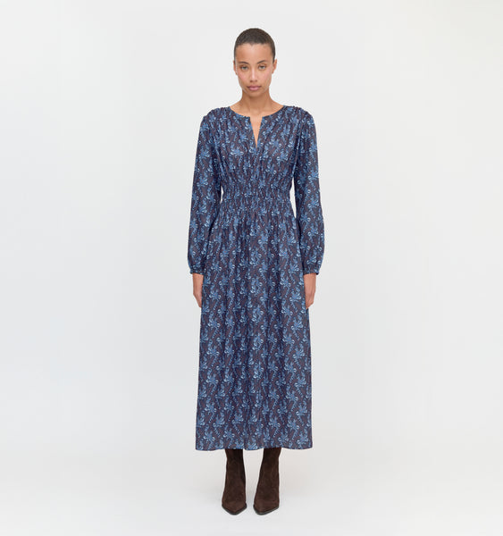 ワンピース house on the hill Dress navy 80 The Ophelia Dress - Navy Poplin – Hill House Home