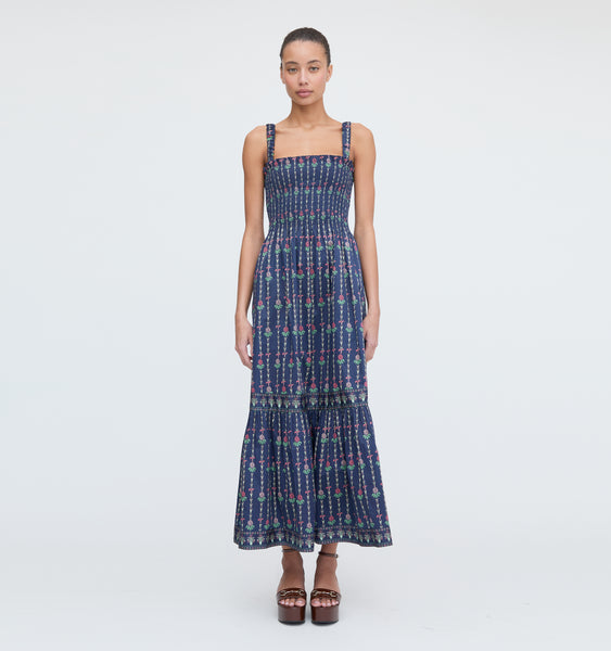 The Anjuli Nap Dress - Navy Trailing Fern – Hill House Home