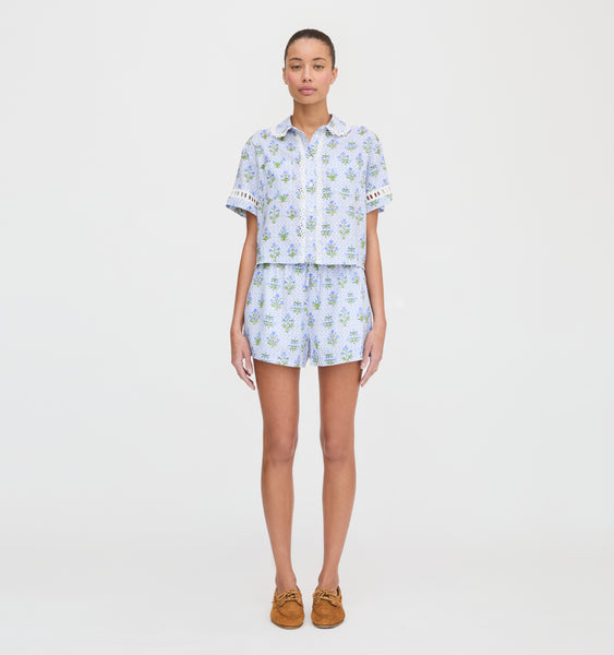 The Annette Top - Blue Block Print – Hill House Home