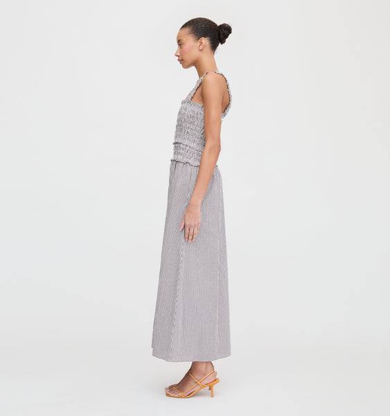 house on the hill ギンガムチェック90 The Azalea Maxi Nap Dress - Chocolate Gingham – Hill House Home