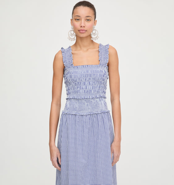 The Delphine Nap Skirt - Navy Gingham – Hill House Home