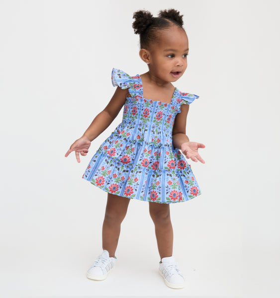 The Baby Ellie Nap Dress - Blue Floral Block Stripe – Hill