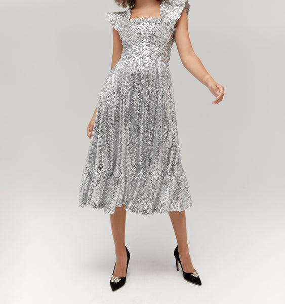 The Sequin Ellie Nap Dress - Silver Sequin – Hill House Home