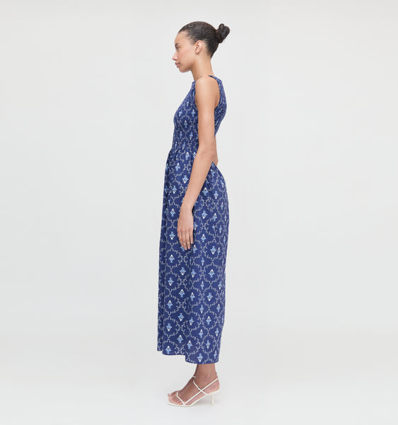 The Cosima Nap Dress - Navy Trellis – Hill House Home