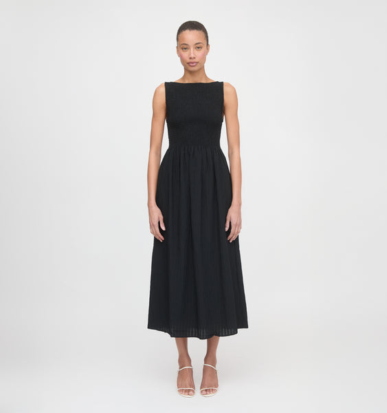 The Cosima Nap Dress - Black Tonal Seersucker – Hill House Home