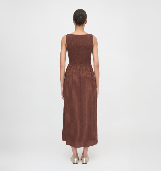 The Cosima Nap Dress - Chocolate Tonal Seersucker – Hill House Home