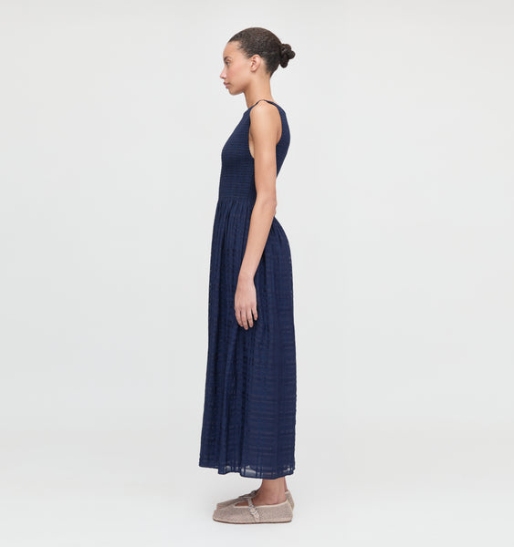 The Cosima Nap Dress - Navy Sheer Plaid – Hill House Home