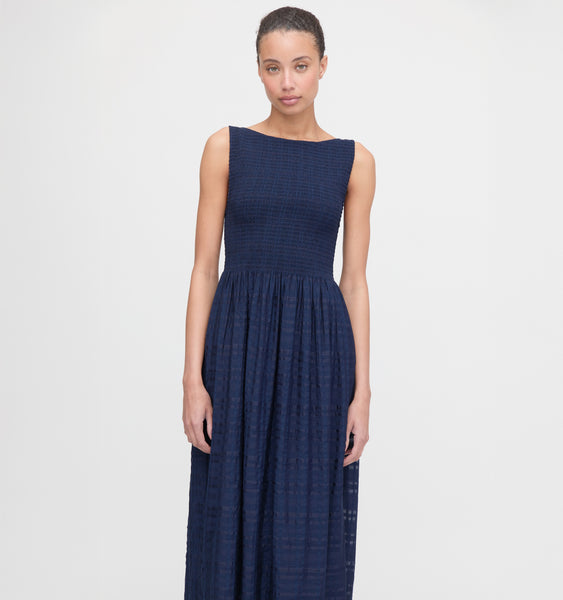 The Cosima Nap Dress - Navy Sheer Plaid – Hill House Home