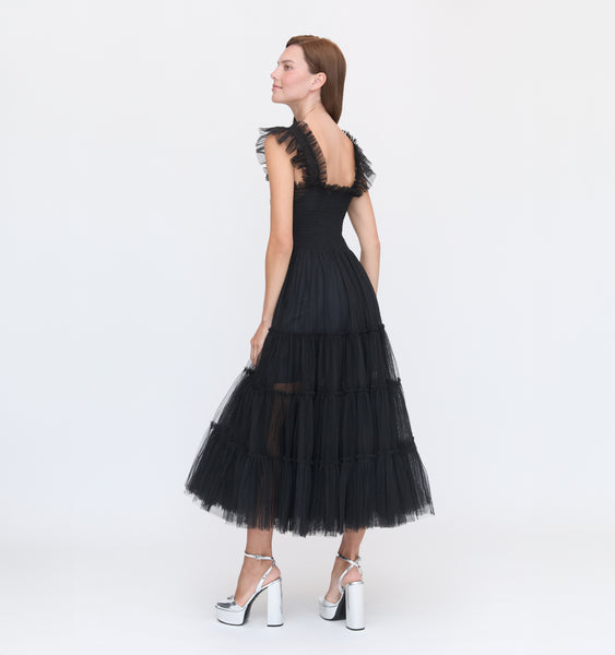 トップス Treat Girl's tulle frill jersey (Black) The Tulle Ellie Nap Dress - Black Tulle – Hill House Home