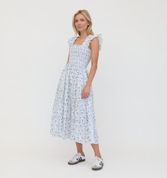 house on the hill セットアップ The Azalea Maxi Nap Dress - Green Jacquard Stripe – Hill House Home