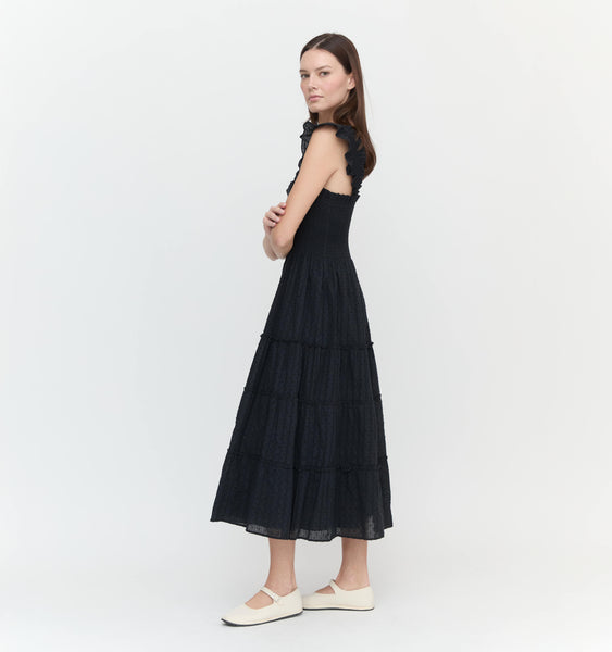 House on the Hill　Dress (Black)　100(3Y) The Ellie Maxi Nap Dress - Black Tonal Seersucker – Hill