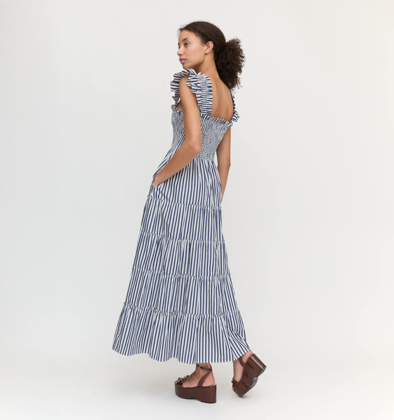 The Ellie Maxi Nap Dress - Navy Stripe – Hill House Home
