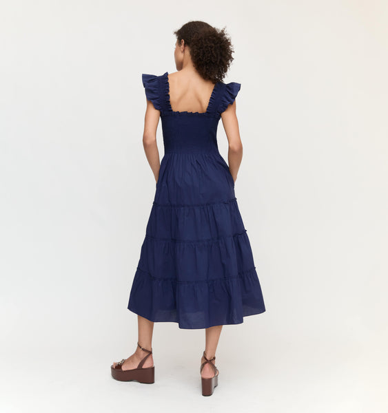 The Ellie Nap Dress - Navy Poplin – Hill House Home