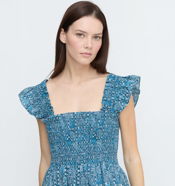 The Ellie Nap Dress - Navy Calico Trellis – Hill House Home