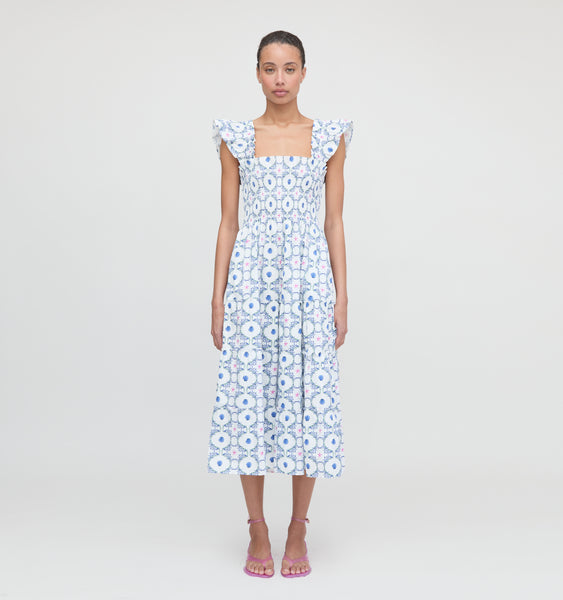 The Ellie Nap Dress - White Cisco Trellis – Hill House Home