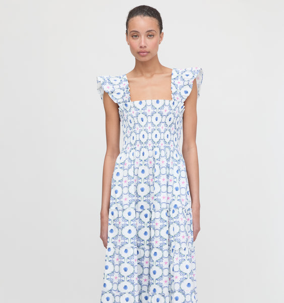 The Ellie Nap Dress - White Cisco Trellis – Hill House Home