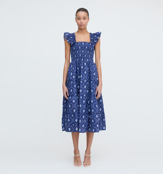 The Ellie Nap Dress - Navy Trellis – Hill House Home