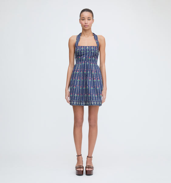 The Fleur Mini Dress - Navy Trailing Fern – Hill House Home
