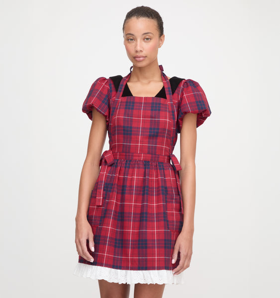 The Gardenia Apron - Cherry Tartan – Hill House Home