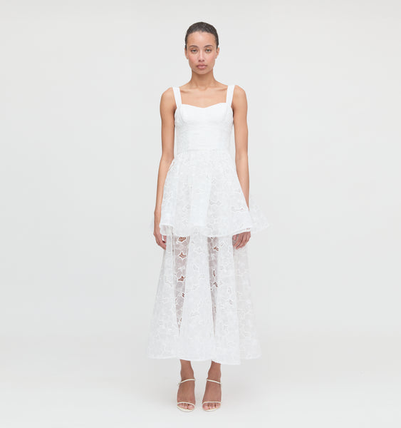 The Isabelle Dress - White Floral Organza – Hill House Home
