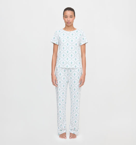 The Kelly Pajama Set - Green Trellis