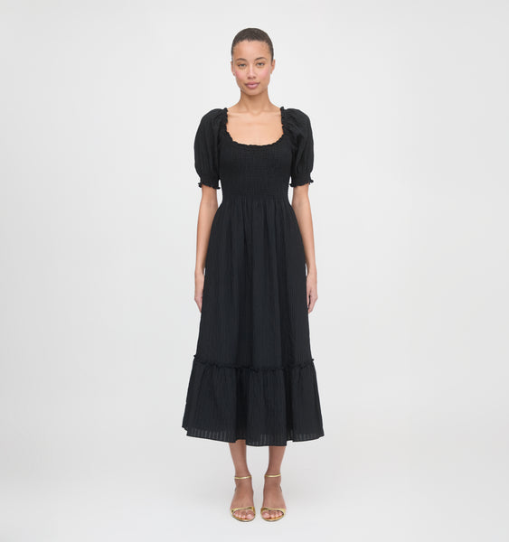 The Louisa Nap Dress - Black Tonal Seersucker – Hill House Home
