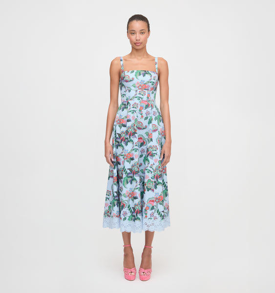 HILL HOUSE HOME The Margot Dress - Light Blue Jungle Floral