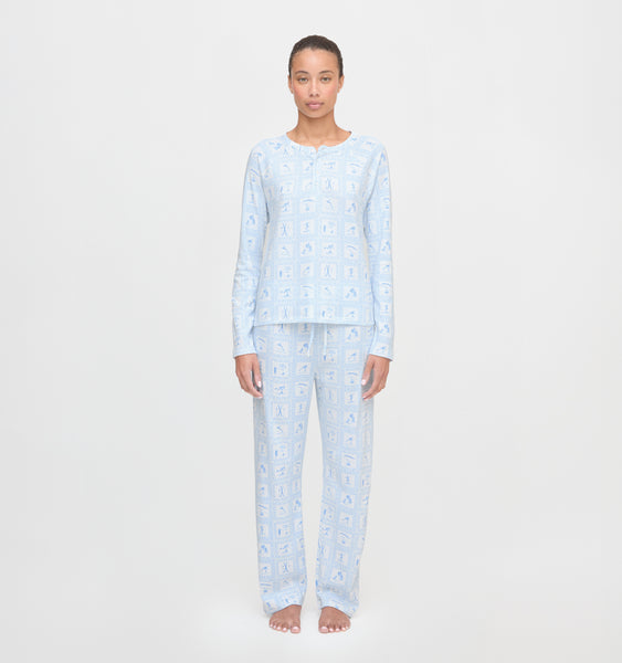 The Olivia Pajama Set - Blue Skiers Toile – Hill House Home