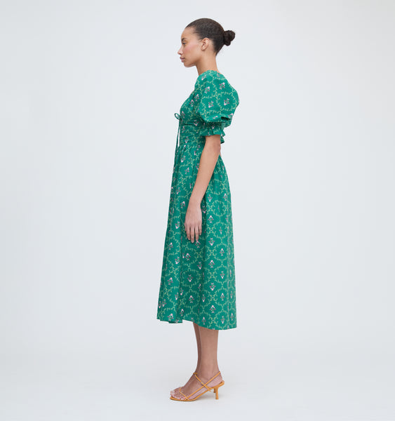 The Ophelia Dress - Emerald Trellis – Hill House Home