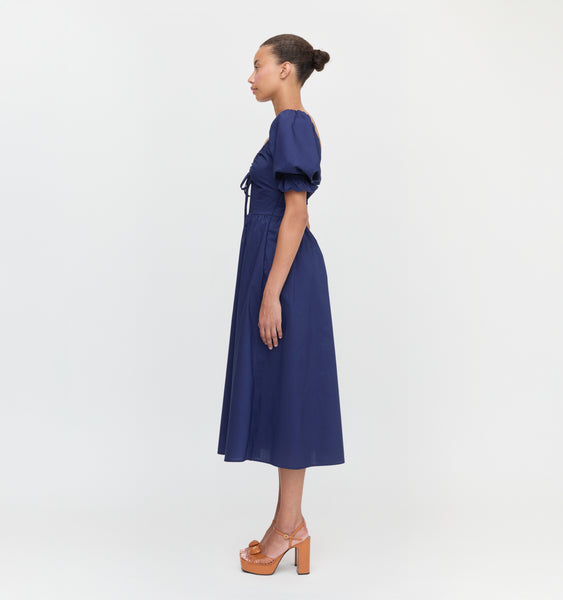 ワンピース house on the hill Dress navy 80 The Ophelia Dress - Navy Poplin – Hill House Home