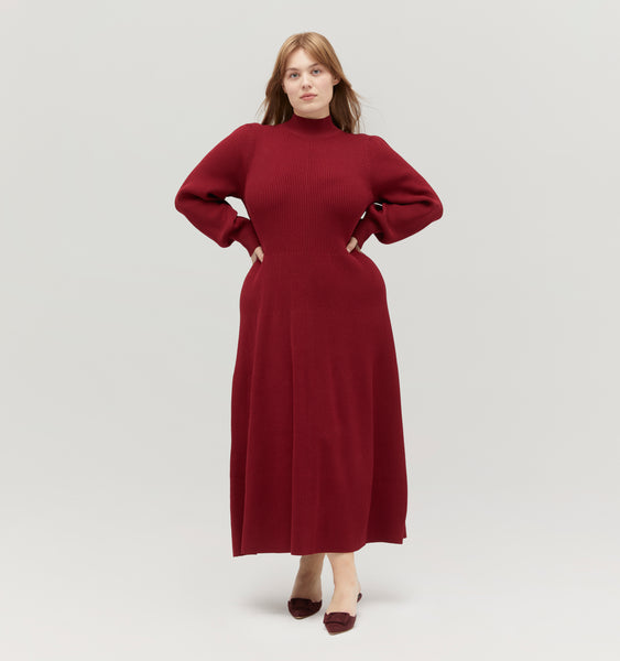 The Persephone Dress Dark Cherry Rib Knit Hill House Home