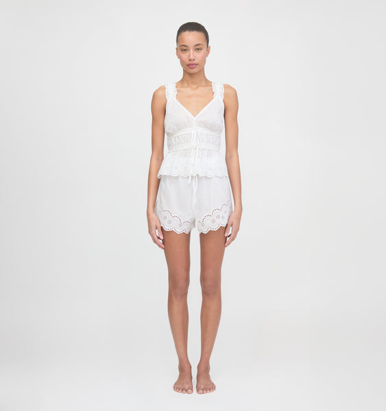The Oslo Short - White Broderie Voile – Hill House Home