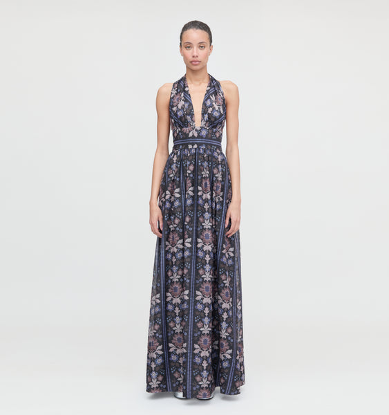 The Renee Dress - Black Floral Block Stripe – Hill House Home