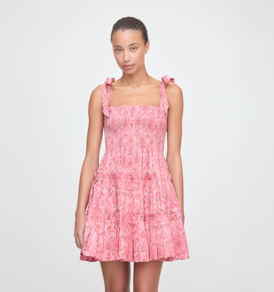 Hill House Home The Ribbon Charlotte Nap Dress - Pink Palm Ikat