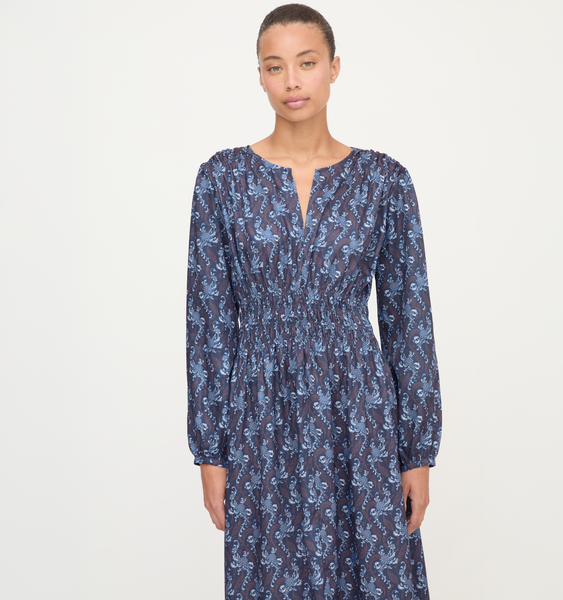 ワンピース house on the hill dress navy Women's Ellie Floral Print Ruffle Shoulder Tiered Nap Dress