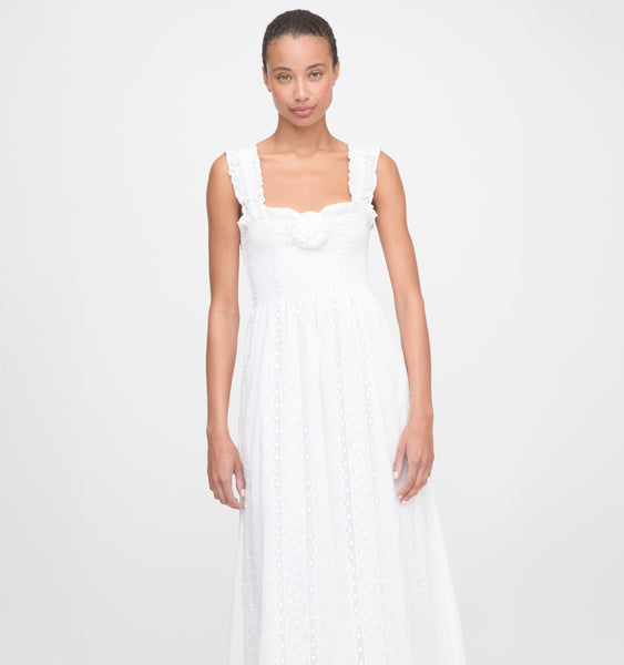 The Rosetta Nap Dress - White Broderie Voile – Hill House Home