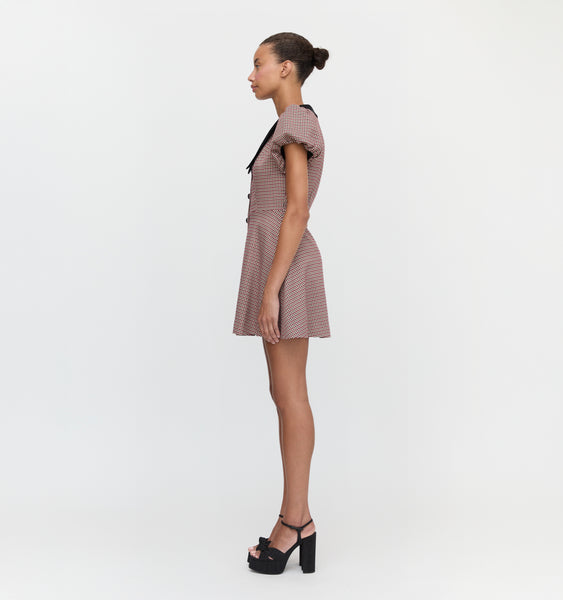 The Samantha Dress - Burgundy Holmes Houndstooth – Hill House Home