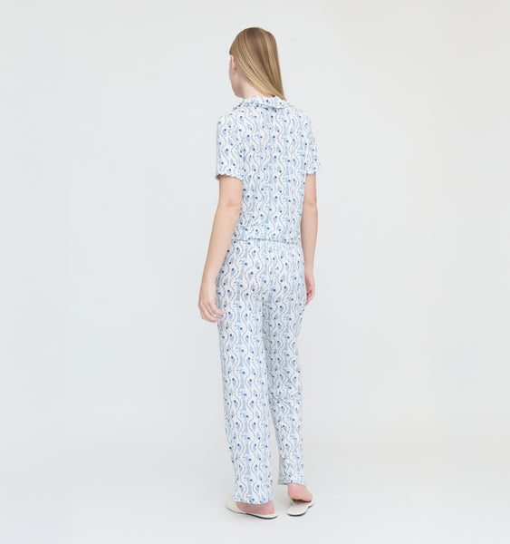 The Footie Pajama - Blue Botanical – Hill House Home