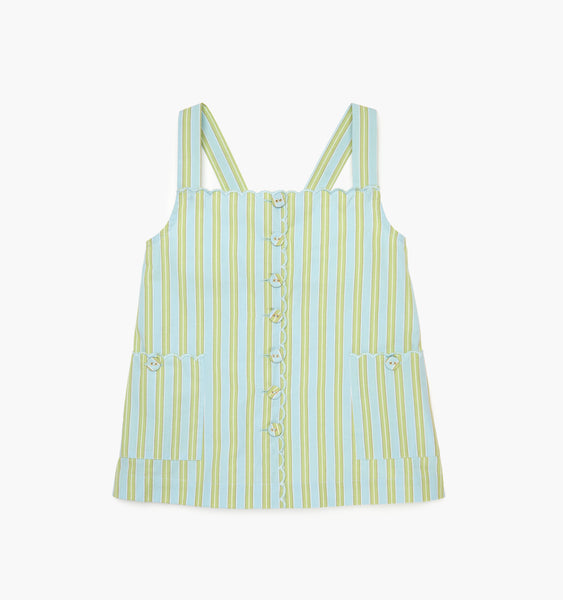 The Tiny Akira Dress | Blue/Green Stripe / 4/5Y