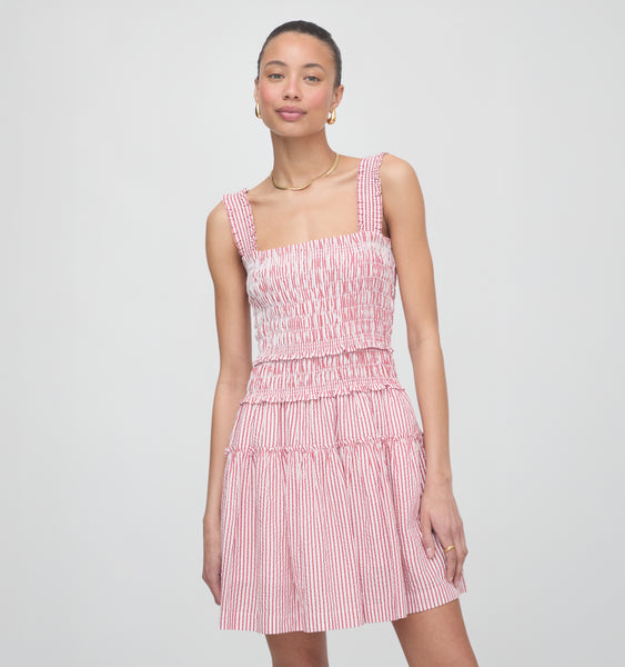 Hill House Home The Azalea Mini Nap Dress - Red Ticking Stripe