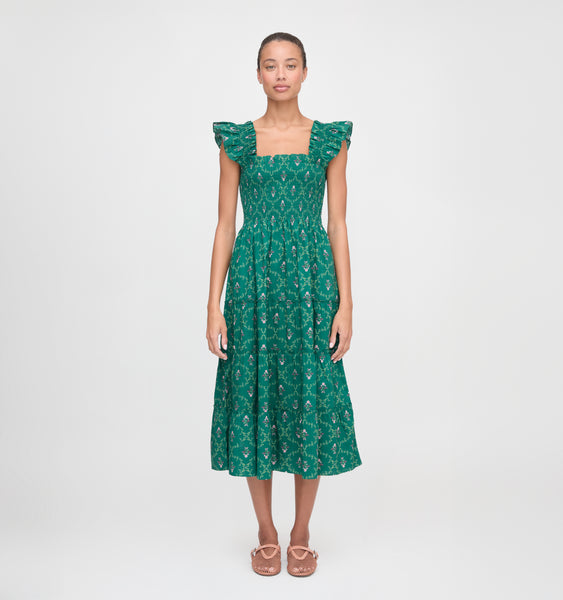 The Ellie Nap Dress - Emerald Trellis – Hill House Home